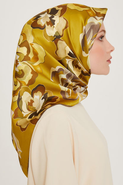 Armine İpek Eşarp 2025 Kış - 9234-31 Yeşil Twill