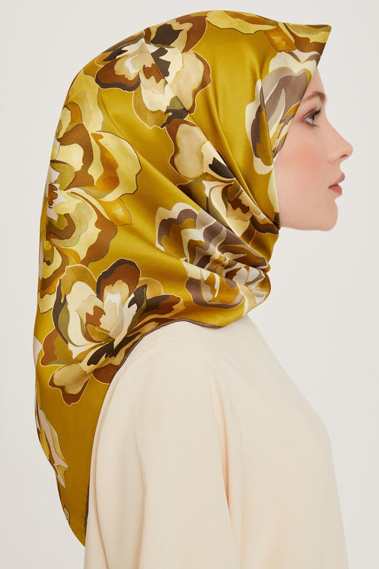 Armine İpek Eşarp 2025 Kış - 9234-31 Yeşil Twill