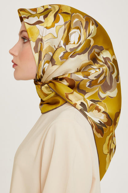 Armine İpek Eşarp 2025 Kış - 9234-31 Yeşil Twill