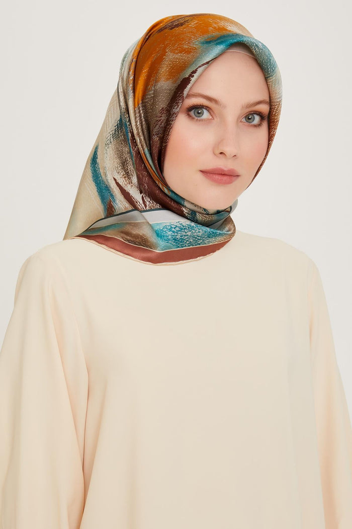 Armine İpek Eşarp 2025 Kış - 9240-34 Bebe Mavisi Twill