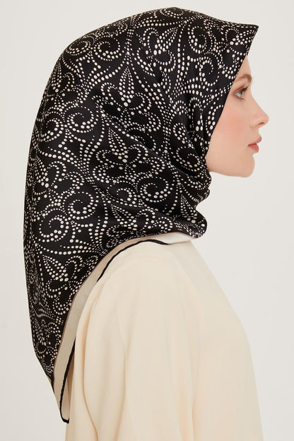 Armine İpek Eşarp 2025 Kış - 9246-06 Siyah Twill
