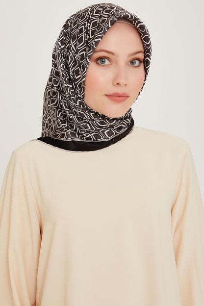 Armine İpek Eşarp 2025 Kış - 9248-05 Siyah Gri Twill