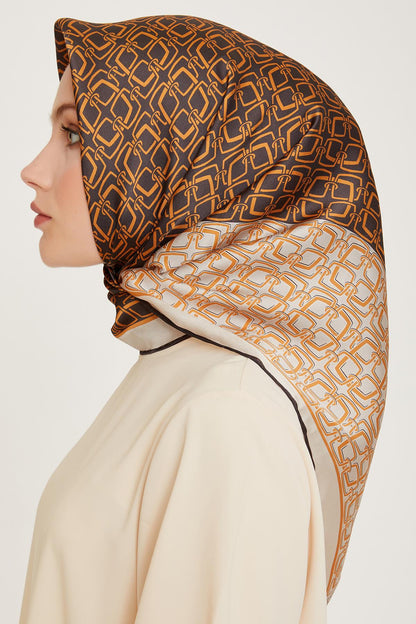 Armine İpek Eşarp 2025 Kış - 9248-85 Taş Gold Twill