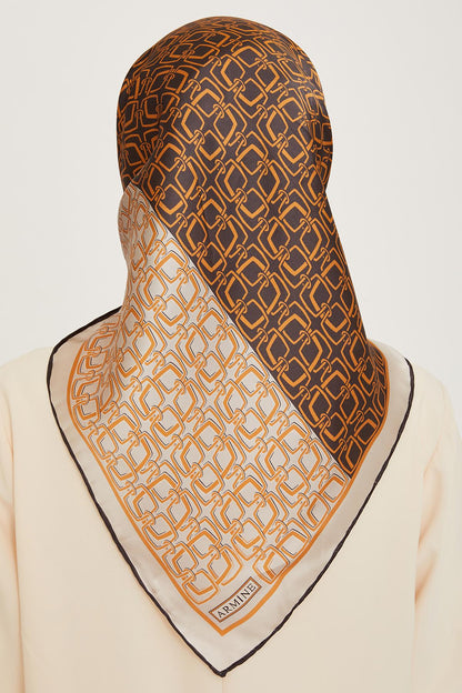 Armine İpek Eşarp 2025 Kış - 9248-85 Taş Gold Twill