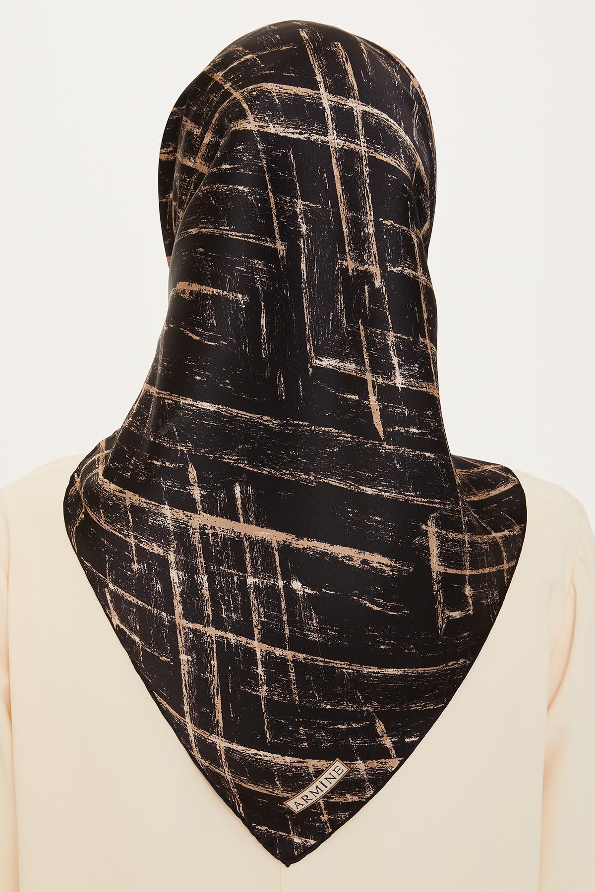 Armine İpek Eşarp 2025 Kış - 9258-04 Taş Siyah Twill