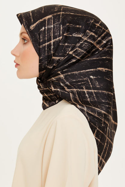 Armine İpek Eşarp 2025 Kış - 9258-04 Taş Siyah Twill