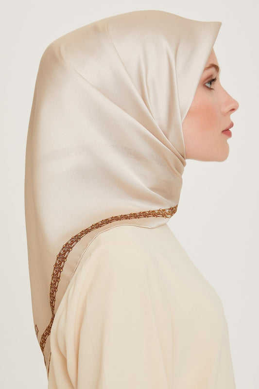 Armine İpek Eşarp 2025 Kış - 9260-03 Krem Sarı