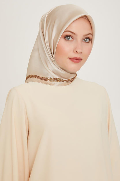 Armine İpek Eşarp 2025 Kış - 9260-03 Krem Sarı