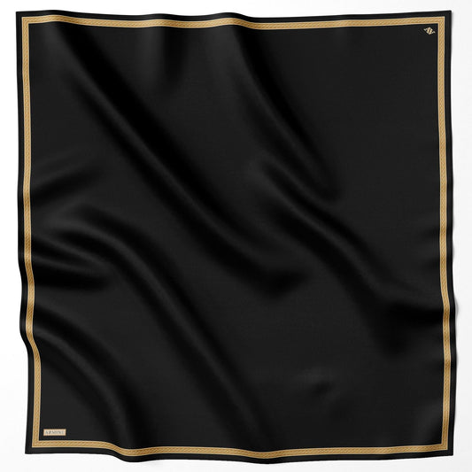 Armine İpek Eşarp 2025 Kış - 9261-02 Siyah Gold Twill