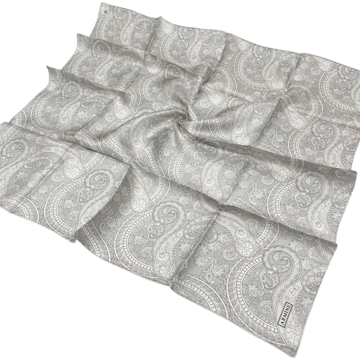 Armine İpek Eşarp 2025 Yaz - 9304-84 Açık Gri Bej Twill