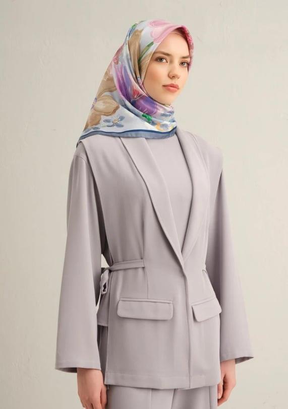 Armine İpek Eşarp 2025 Yaz - 9318-31 Mavi Yeşil Sura