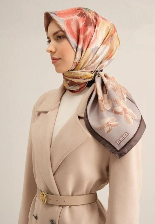 Armine İpek Eşarp 2025 Yaz - 9318-34 Gri Füme Sura