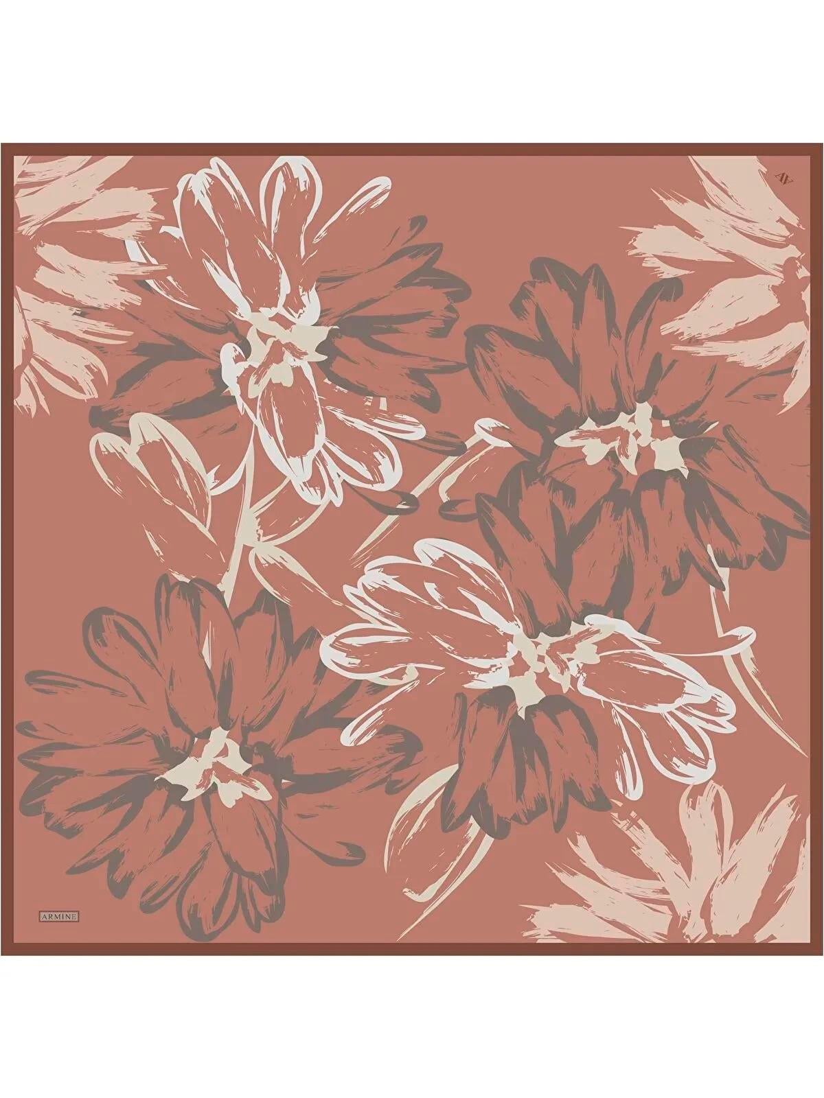 Armine İpek Eşarp 2025 Yaz - 9322-55 Taba Twill