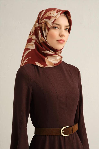 Armine İpek Eşarp 2025 Yaz - 9324-57 Bordo Twill