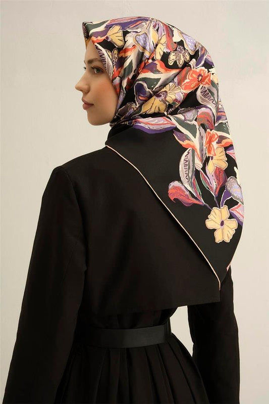 Armine İpek Eşarp 2025 Yaz - 9332-38 Siyah Twill