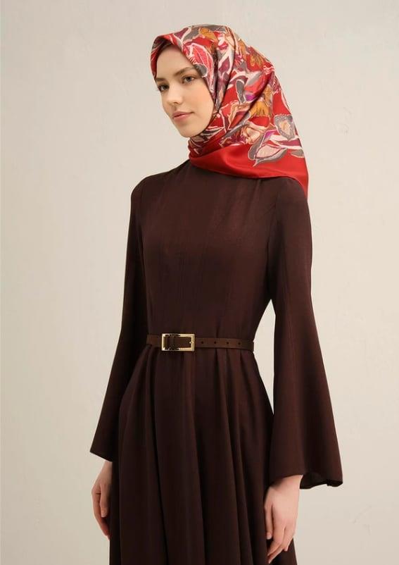 Armine İpek Eşarp 2025 Yaz - 9332-85 Kırmızı Twill