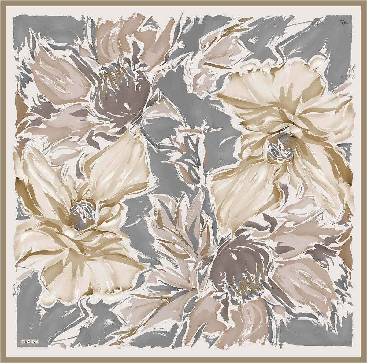 Armine İpek Eşarp 2025 Yaz - 9337-07 Gri Bej Twill
