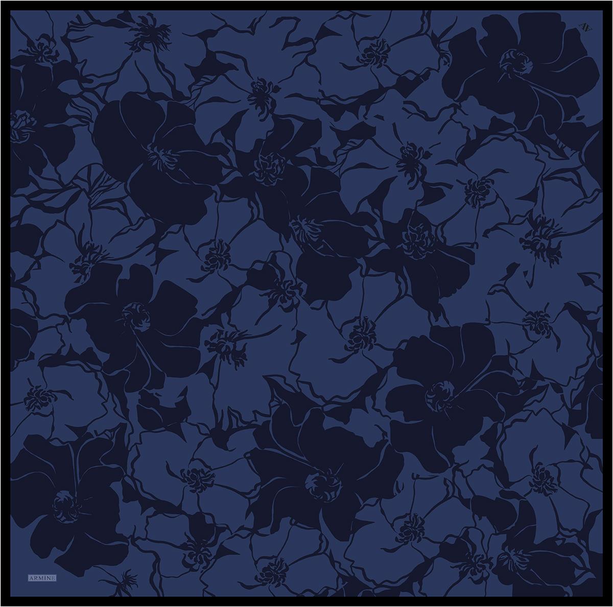 Armine İpek Eşarp 2025 Yaz - 9344-41 Lacivert Mavi Twill