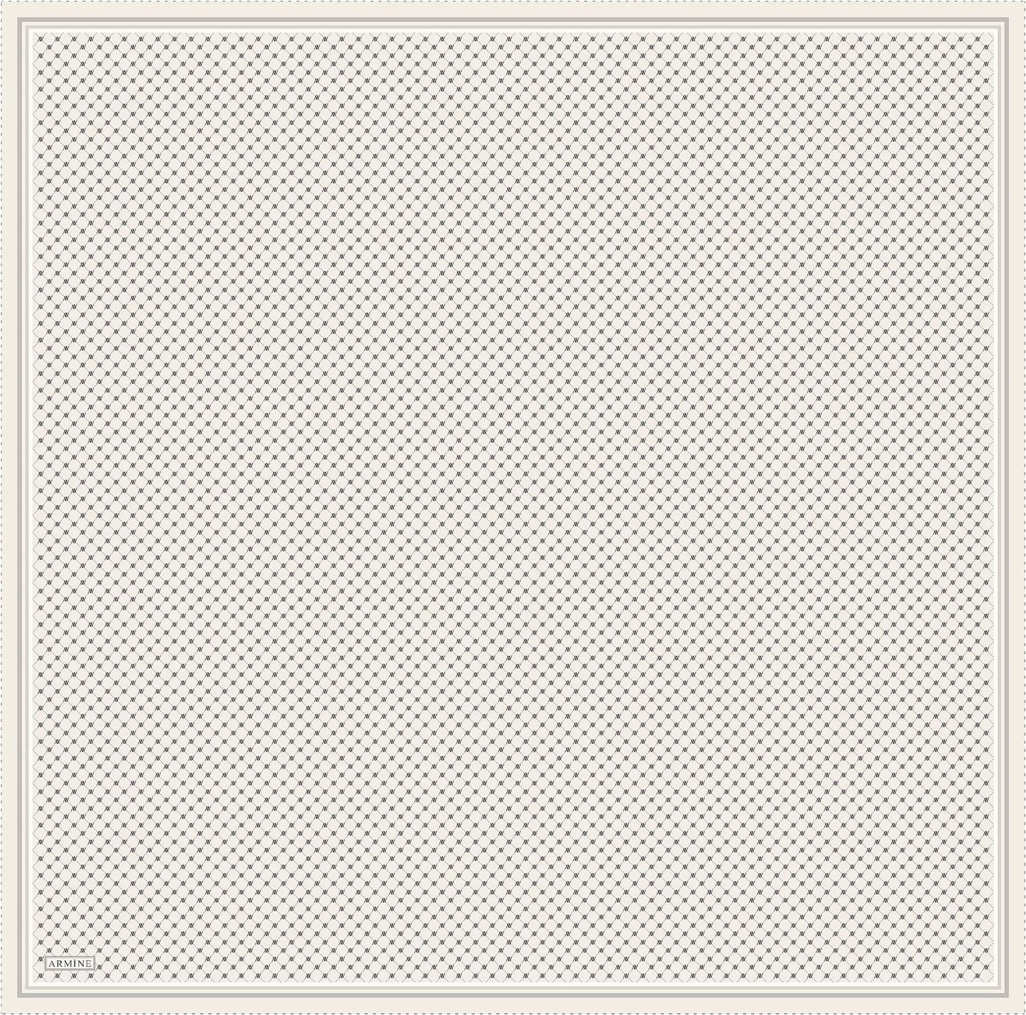 Armine İpek Eşarp 2025 Yaz - 9345-87 Krem Siyah Twill