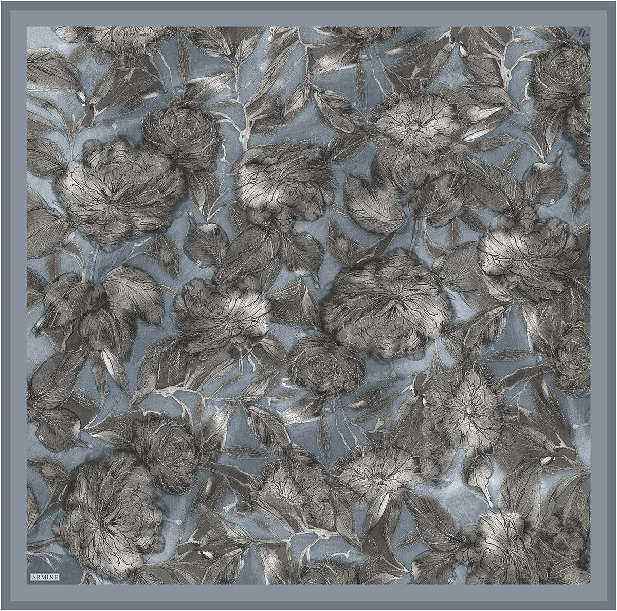 Armine İpek Eşarp 2026 Kış - 9409-37 Metalik Mavi Twill