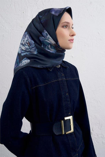Armine İpek Eşarp 2026 Kış - 9419-56 Lacivert Twill