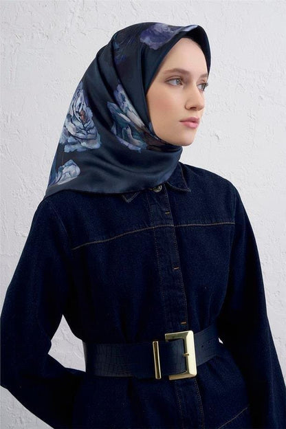 Armine İpek Eşarp 2026 Kış - 9419-56 Lacivert Twill