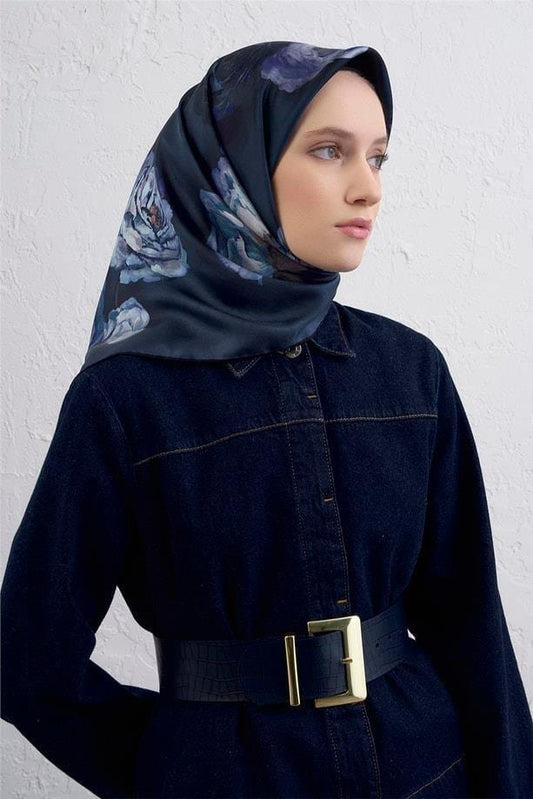 Armine İpek Eşarp 2026 Kış - 9419-56 Lacivert Twill