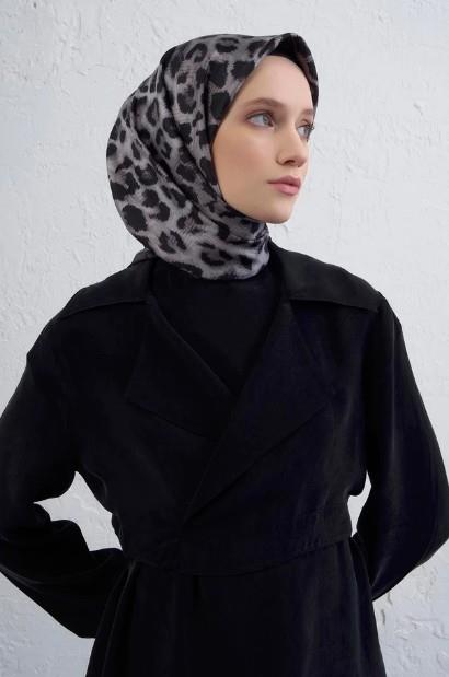 Armine İpek Eşarp 2026 Kış - 9425-51 Siyah Füme Sura