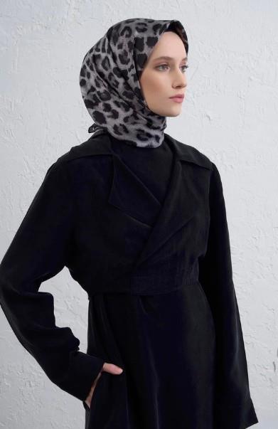 Armine İpek Eşarp 2026 Kış - 9425-51 Siyah Füme Sura