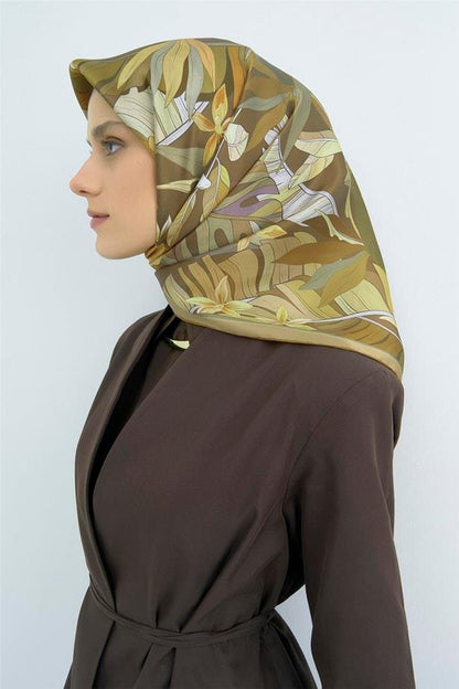 Armine İpek Eşarp 2026 Yaz - 9500-50 Kahve Haki Twill
