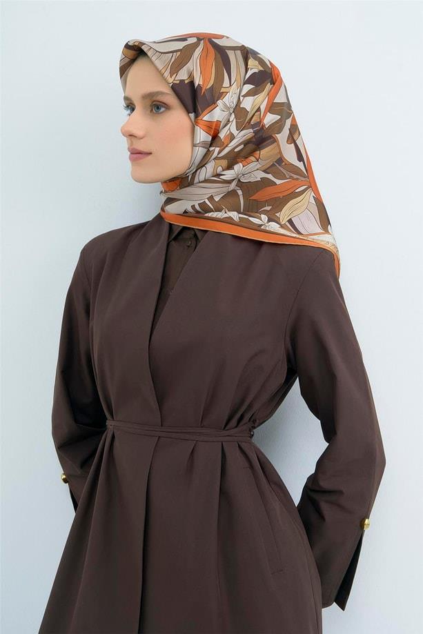 Armine İpek Eşarp 2026 Yaz - 9500-80 Ekru Taba Twill
