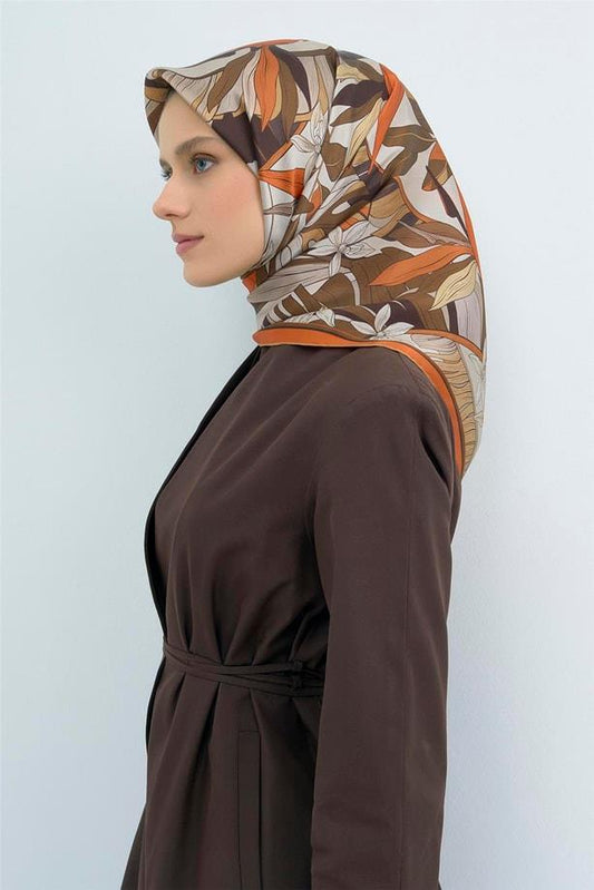 Armine İpek Eşarp 2026 Yaz - 9500-80 Ekru Taba Twill