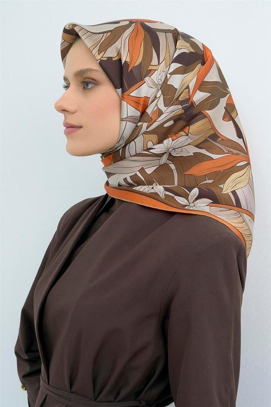 Armine İpek Eşarp 2026 Yaz - 9500-80 Ekru Taba Twill