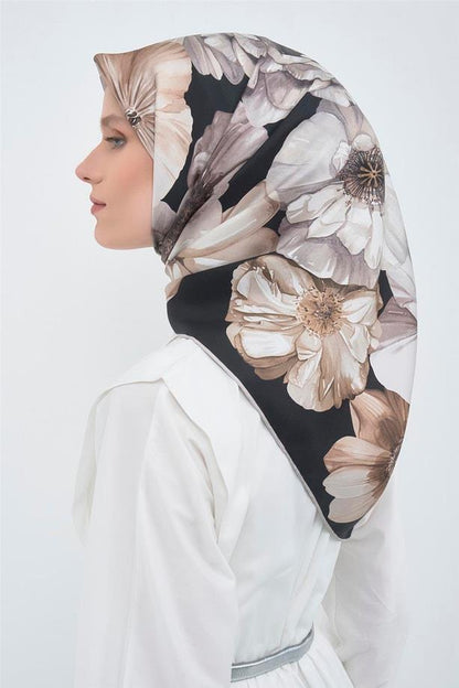 Armine İpek Eşarp 2026 Yaz - 9503-07 Siyah Twill