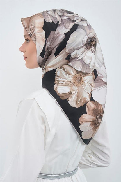 Armine İpek Eşarp 2026 Yaz - 9503-07 Siyah Taş Sura