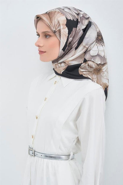 Armine İpek Eşarp 2026 Yaz - 9503-07 Siyah Twill