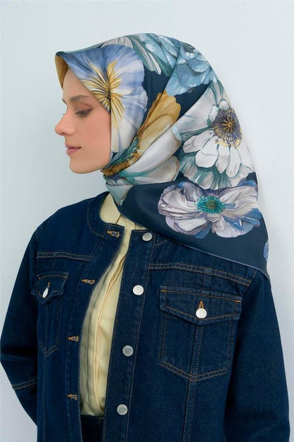 Armine İpek Eşarp 2026 Yaz - 9503-82 Lacivert Twill