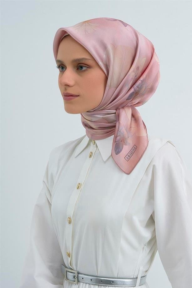 Armine İpek Eşarp 2026 Yaz - 9505-01 Pudra Twill