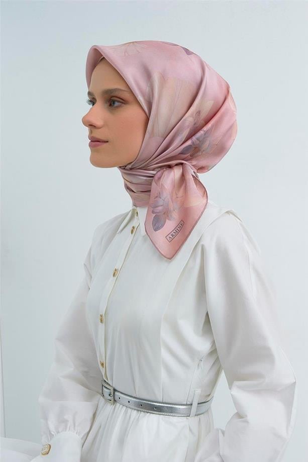 Armine İpek Eşarp 2026 Yaz - 9505-01 Pudra Twill
