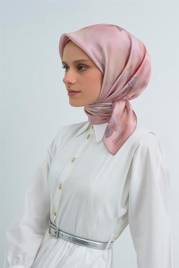 Armine İpek Eşarp 2026 Yaz - 9505-01 Pudra Twill