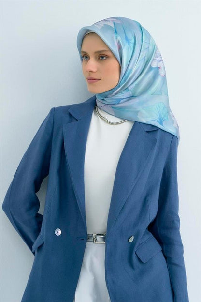 Armine İpek Eşarp 2026 Yaz - 9505-02 Mavi Twill