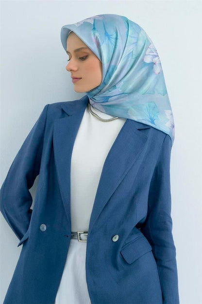 Armine İpek Eşarp 2026 Yaz - 9505-02 Mavi Twill