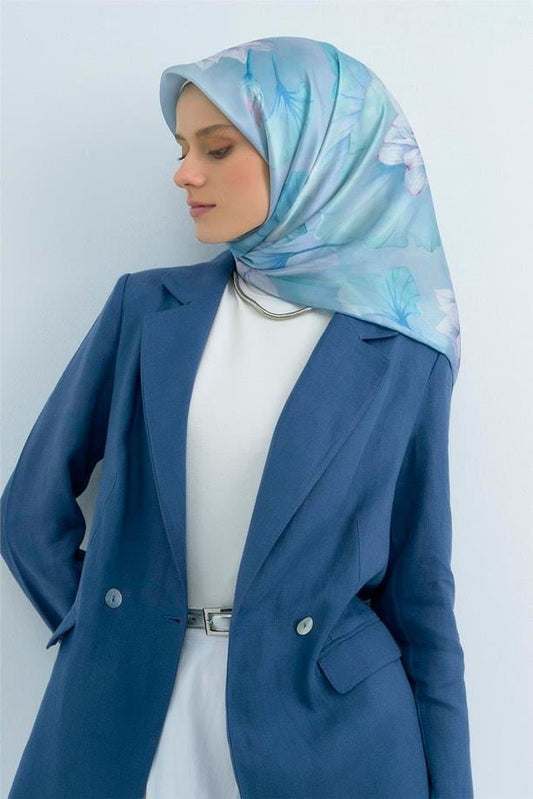 Armine İpek Eşarp 2026 Yaz - 9505-02 Mavi Twill