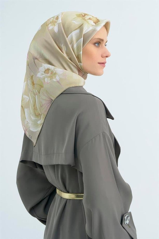 Armine İpek Eşarp 2026 Yaz - 9505-52 Koyu Bej Sura