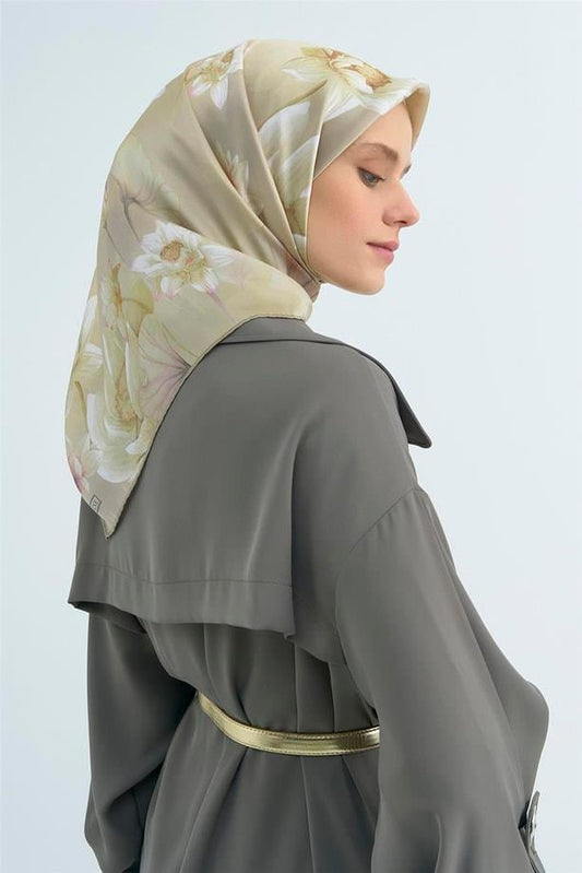 Armine İpek Eşarp 2026 Yaz - 9505-52 Koyu Bej Sura