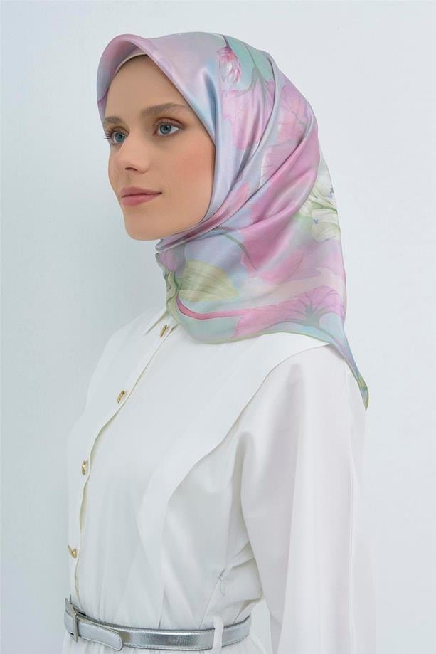 Armine İpek Eşarp 2026 Yaz - 9505-82 Mavi Yeşil Sura