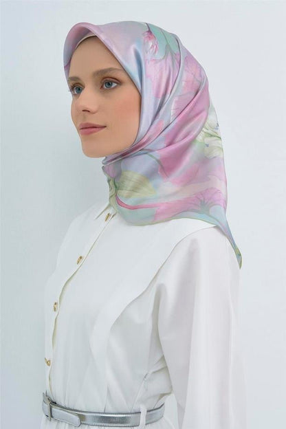 Armine İpek Eşarp 2026 Yaz - 9505-82 Mavi Yeşil Sura