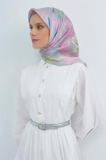 Armine İpek Eşarp 2026 Yaz - 9505-82 Mavi Yeşil Sura
