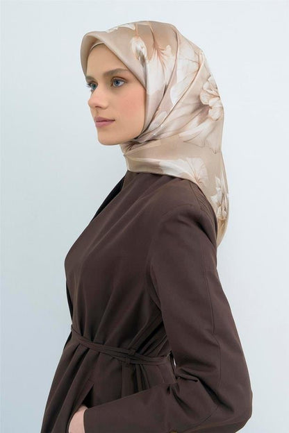 Armine İpek Eşarp 2026 Yaz - 9505-85 Açık Vizon Taş Sura