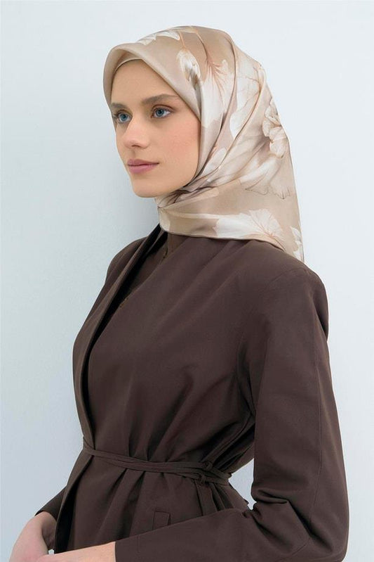 Armine İpek Eşarp 2026 Yaz - 9505-85 Açık Vizon Taş Sura
